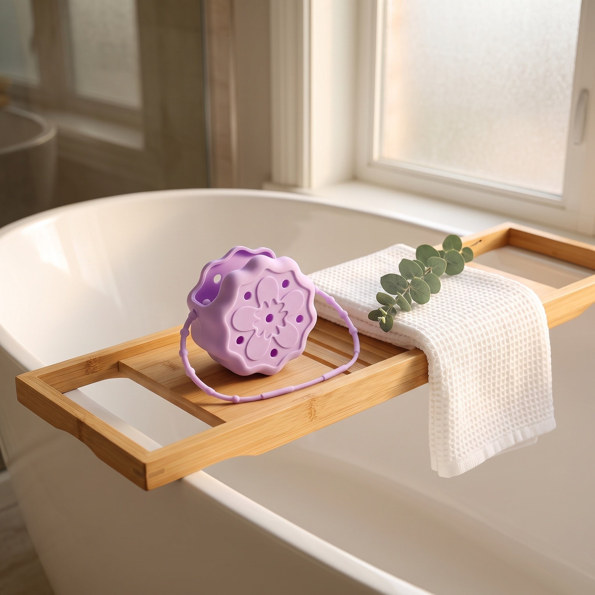 Shower Steamer Tablet - Duschdampfhalter aus Silikon zum Aufhängen, lila,