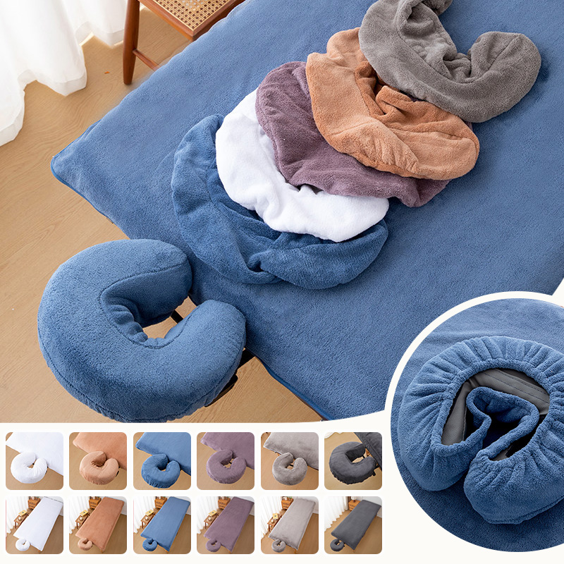Spa Wellness Beauty - Korallenfleece-Bettlaken und U-förmige Kissenbezüge für Massage-SPA-Salon,