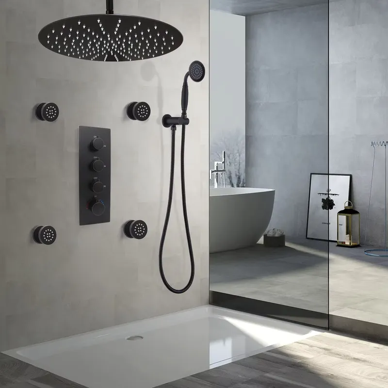 Spa & Wellness Zámeček Petrovice - 4-teiliges Mattschwarzes Keramik-Duschbrause-Set mit Einstellbarem Durchfluss,